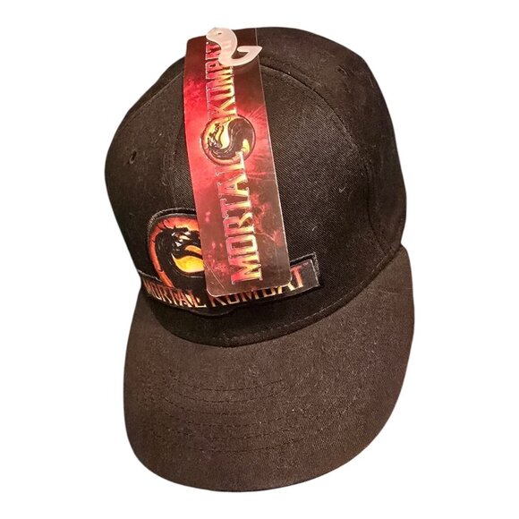 Vtg Mortal Kombat Warner Brothers Black Snapback Hat Adjustable Logo Dragon NWT - Picture 2 of 12